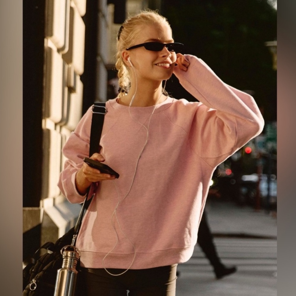 NWT FREE PEOPLE MOVEMENT For The Win Pullover In Candy Pink Heather